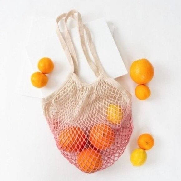 NWT Camp Collection Dip Dye Market Tote Bag Reusable New Cotton Ombre Pink - Picture 3 of 5